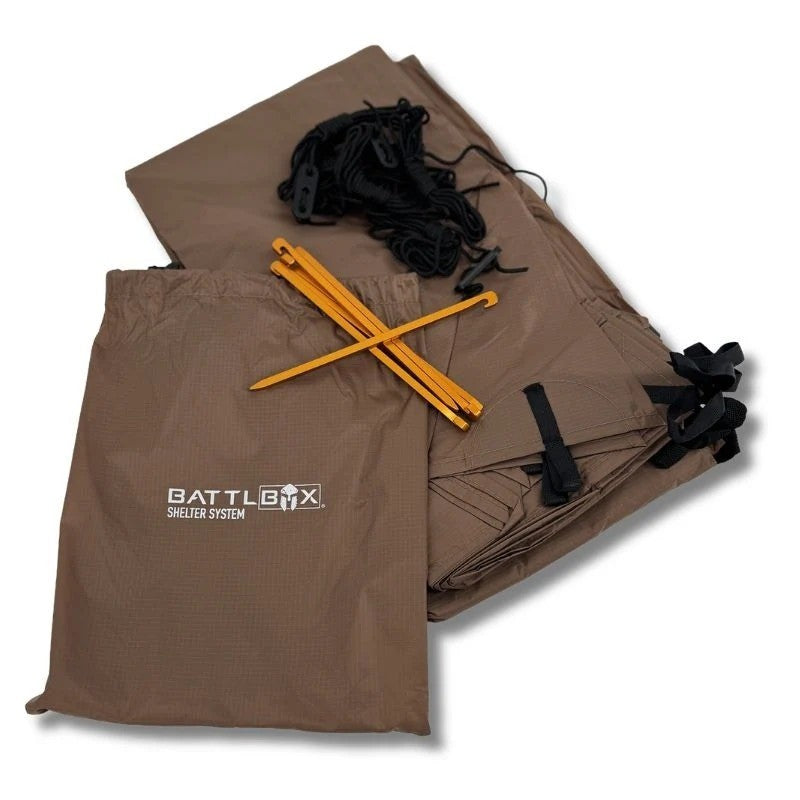 Waterproof Camping Tarp System with Reinforced Tie-Outs - 3x3 M Ripstop Shelter