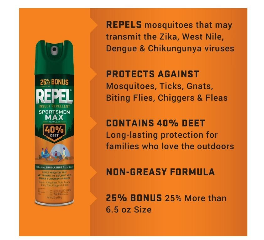 (4 Pack) Outdoor Insect Repellent Spray with 40% DEET - Long-Lasting Mosquito & Tick Protection