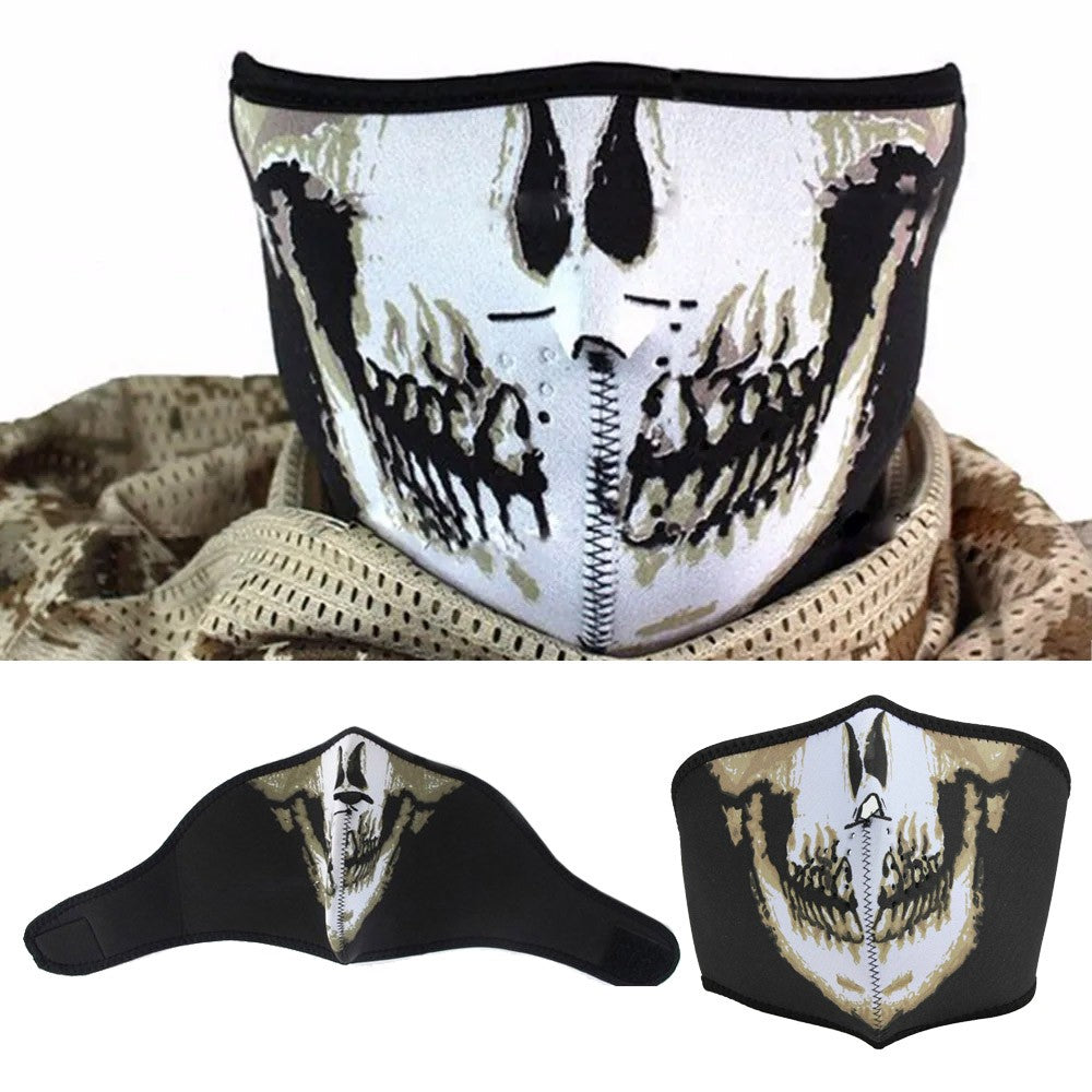 Half Face Mask Scarf for Cycling Motorcycle Skulls Unisex