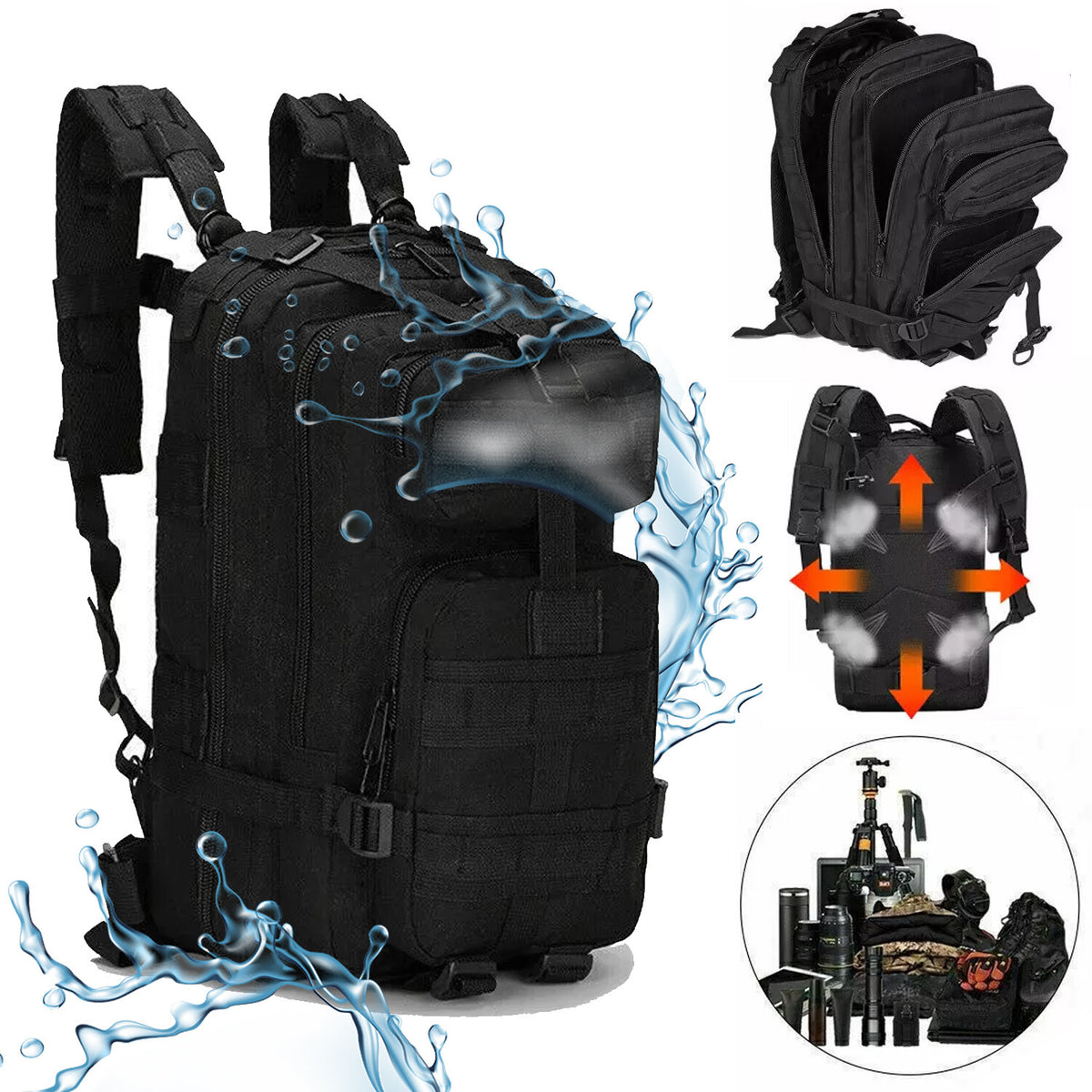 30L Waterproof Military Molle Tactical Hiking Backpack for Camping & Outdoors