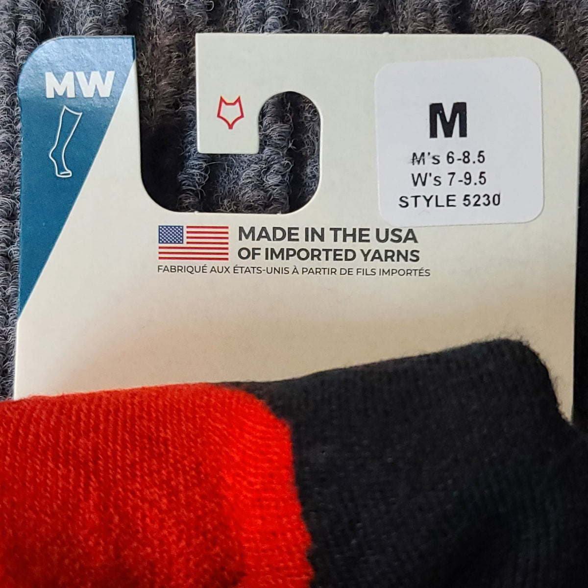 Merino Wool Snowboard Socks Medium Weight OTC with Cushioned Support - Black/Red