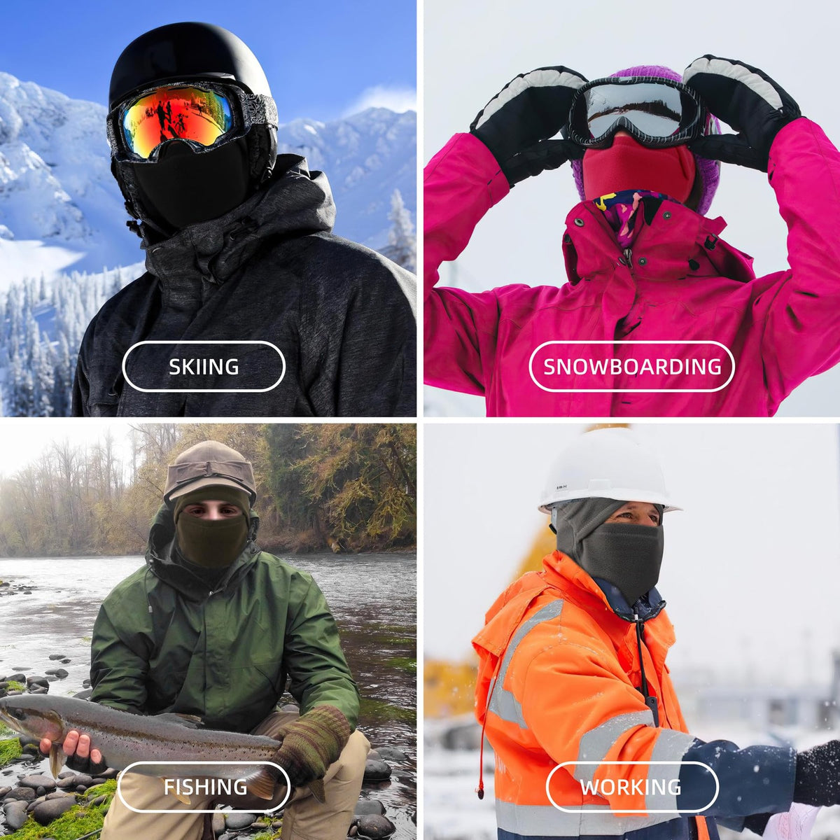 Winter Balaclava Ski Mask Full Face Windproof Fleece Neck Warmer - Unisex