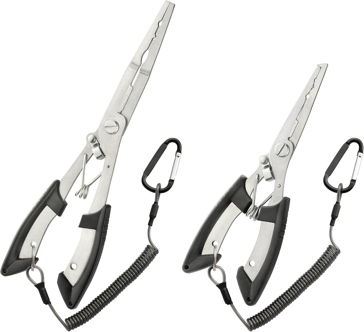 2PCS Stainless Steel Fishing Pliers with Lanyard, Hook Remover & Cutter