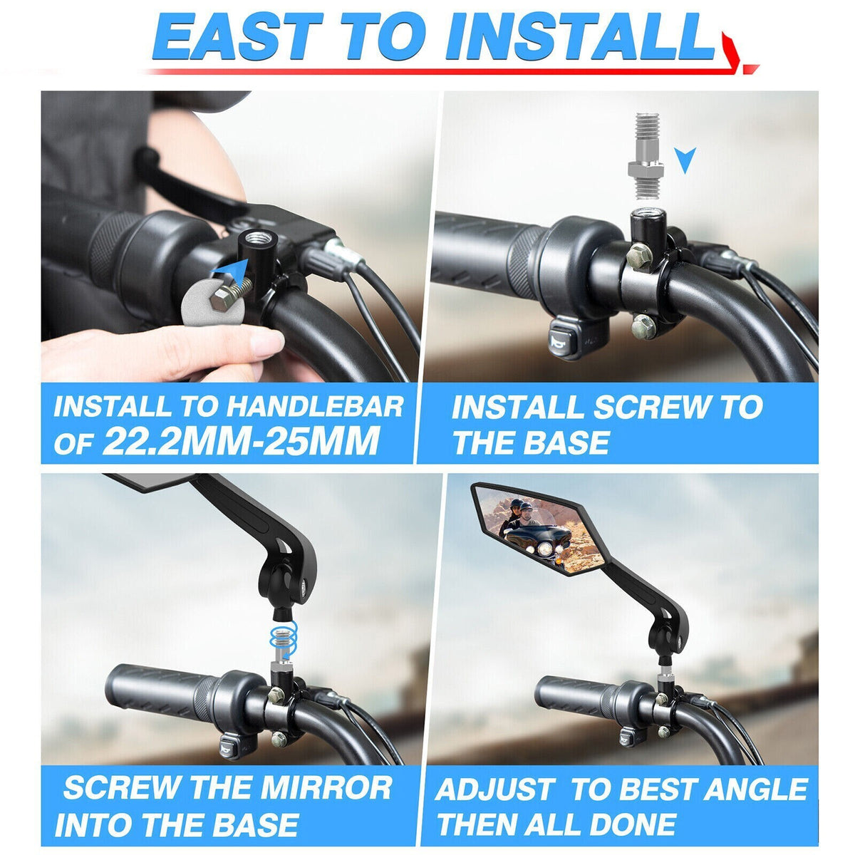 Adjustable Bicycle Rearview Mirror for Handlebar - Scratch Resistant Glass