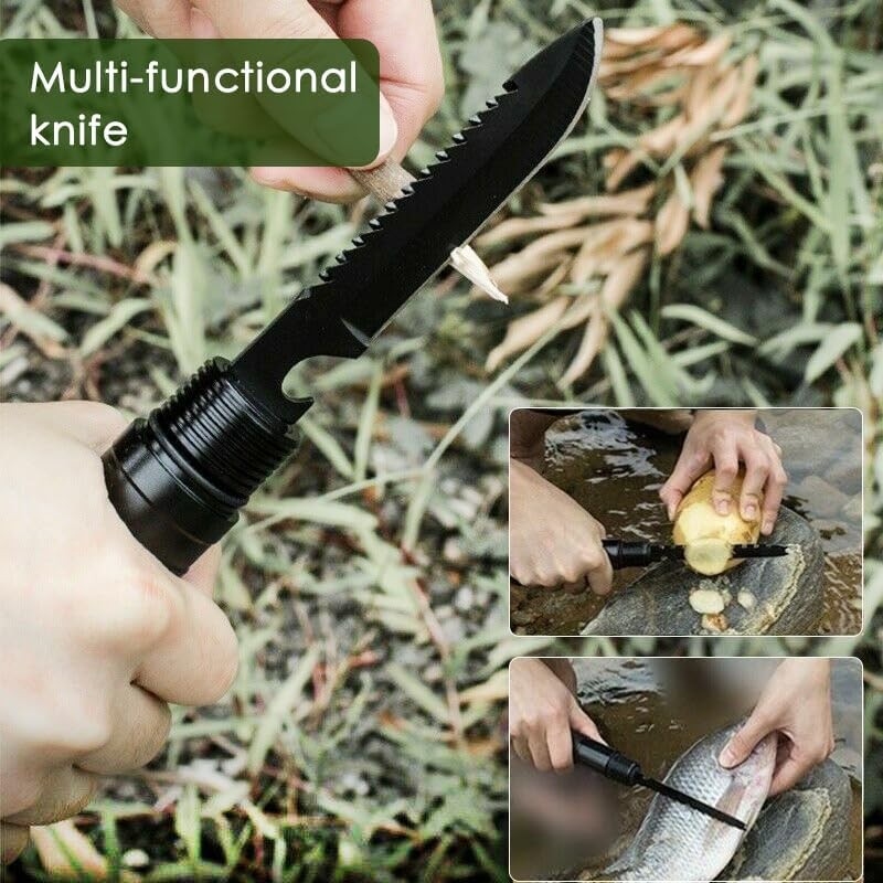 Multifunctional Camping Shovel with Axe Saw Hammer & Accessories - 23-in-1 Portable Folding Spade Kit
