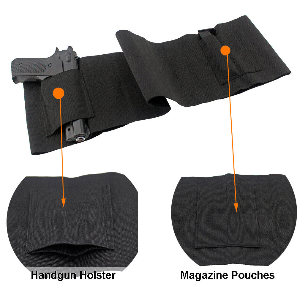 Concealed Carry Belly Holster for Pistols & Magazines - Fits 38-48" Waist