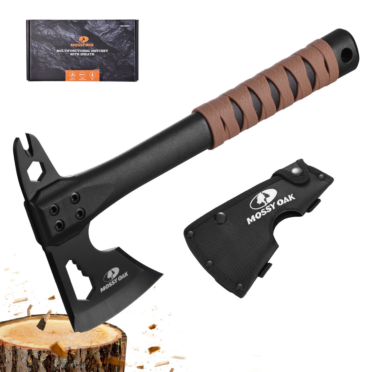 Camping Axe and Survival Hatchet with Sheath - 12 Inch Outdoor Multi-Tool