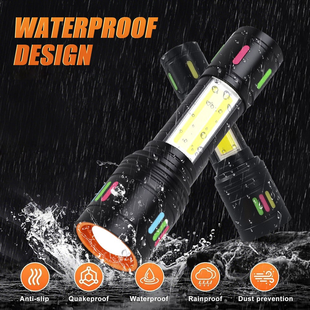 Rechargeable LED Tactical Flashlight 2 Pack Waterproof Emergency Light