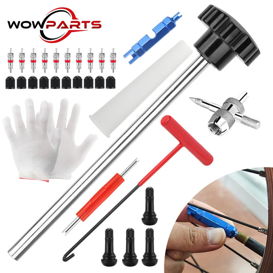 30PCS Tire Valve Repair Kit with 4-Way Valve Tool & Replacement Cores
