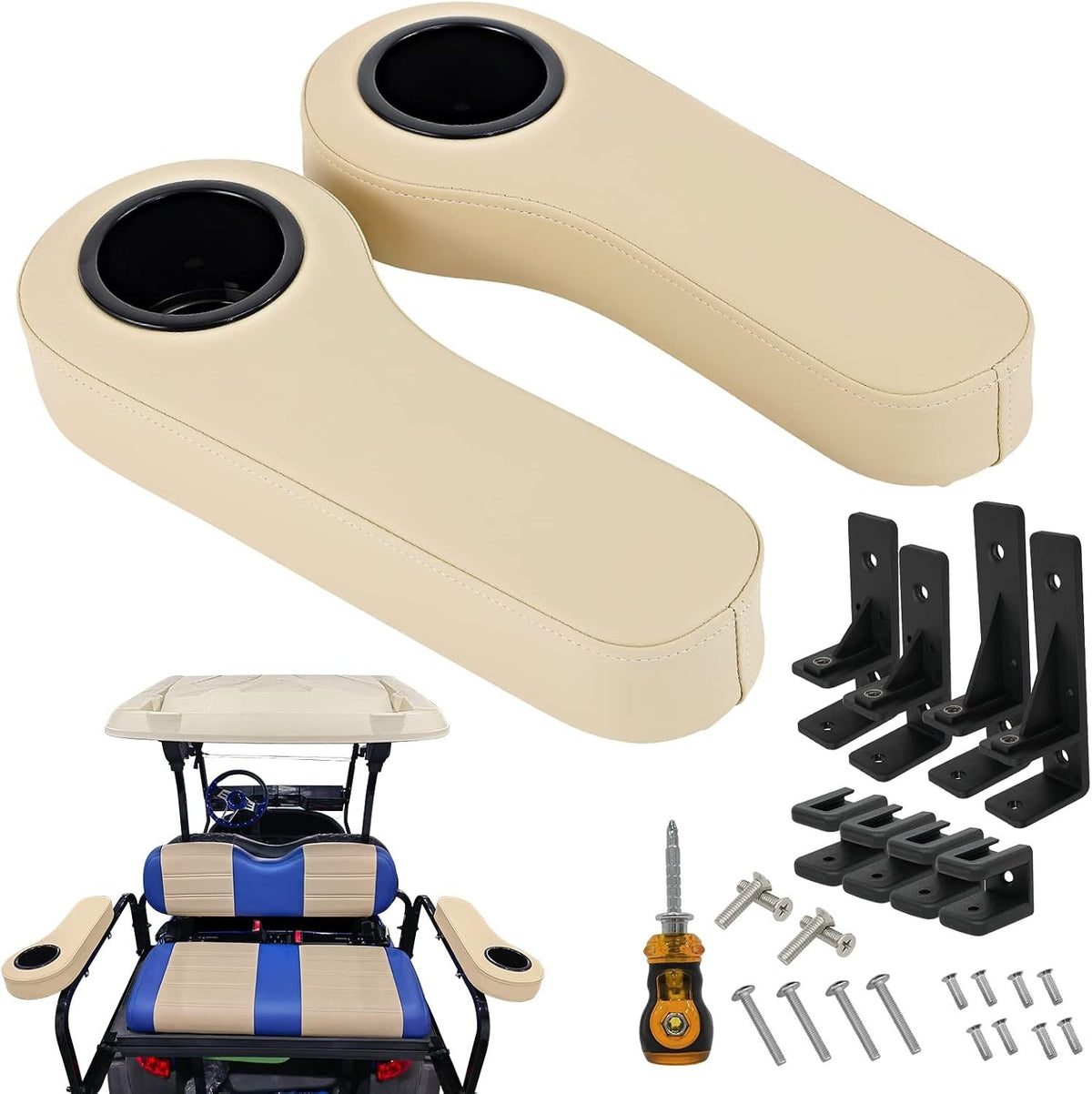 Golf Cart Rear Seat Kit with Support Frame No Drilling EZGO Club Car Compatible