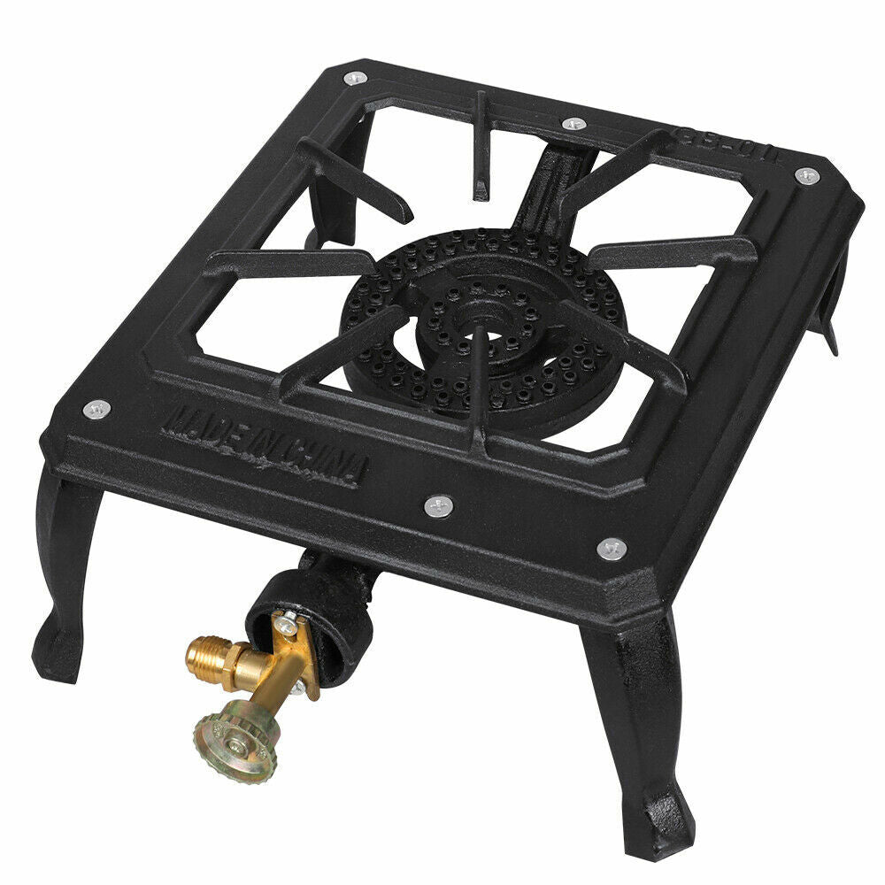 Outdoor Portable Propane Camp Stove with Adjustable Flame and Gas Hose