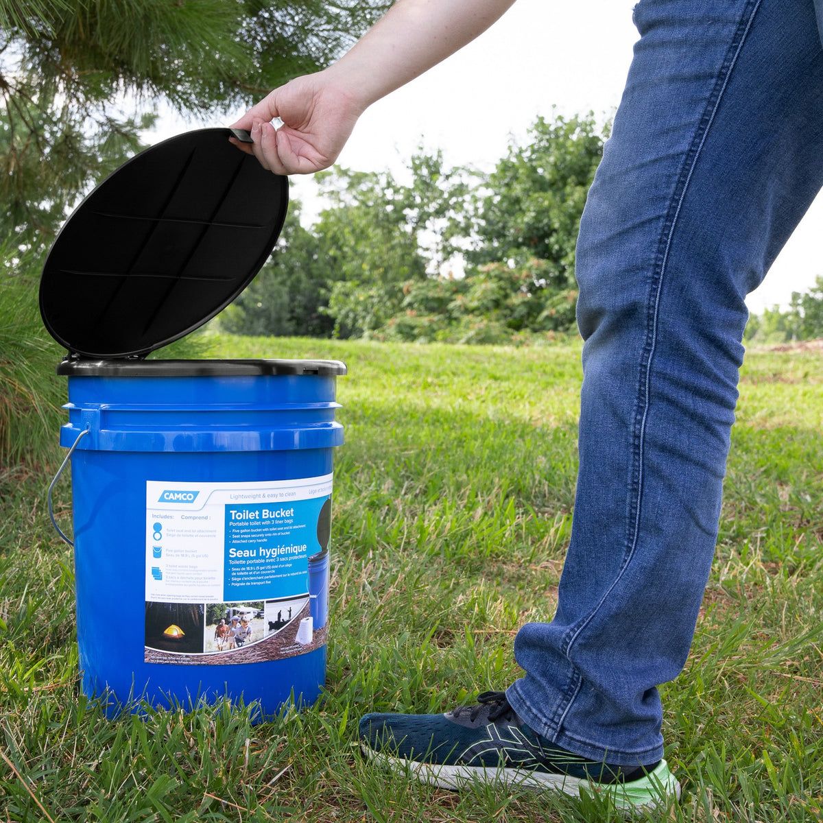 Portable 5 Gallon RV Toilet Bucket Kit with Seat and Lid