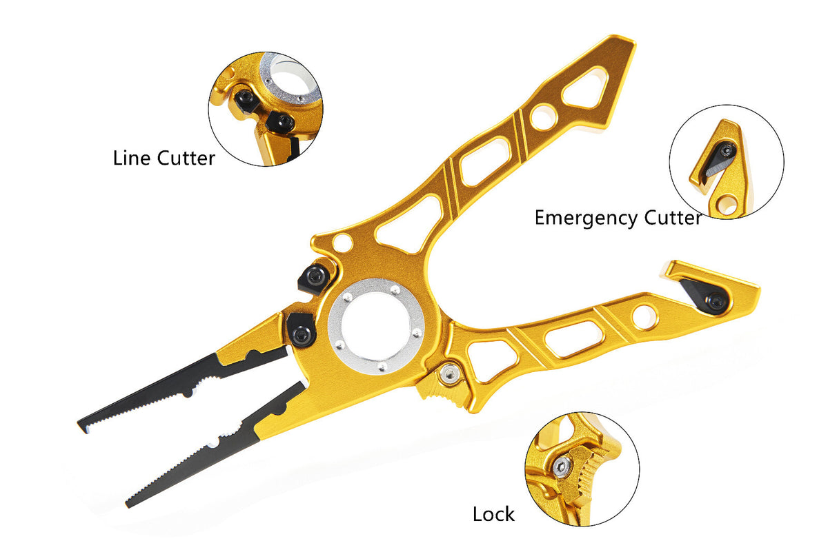 Locking Fishing Pliers with Line Cutter and Emergency Seatbelt Cutter