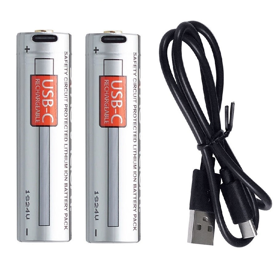 USB Rechargeable Lithium Battery Pack 2 Pack for Flashlights & Lighting Tools
