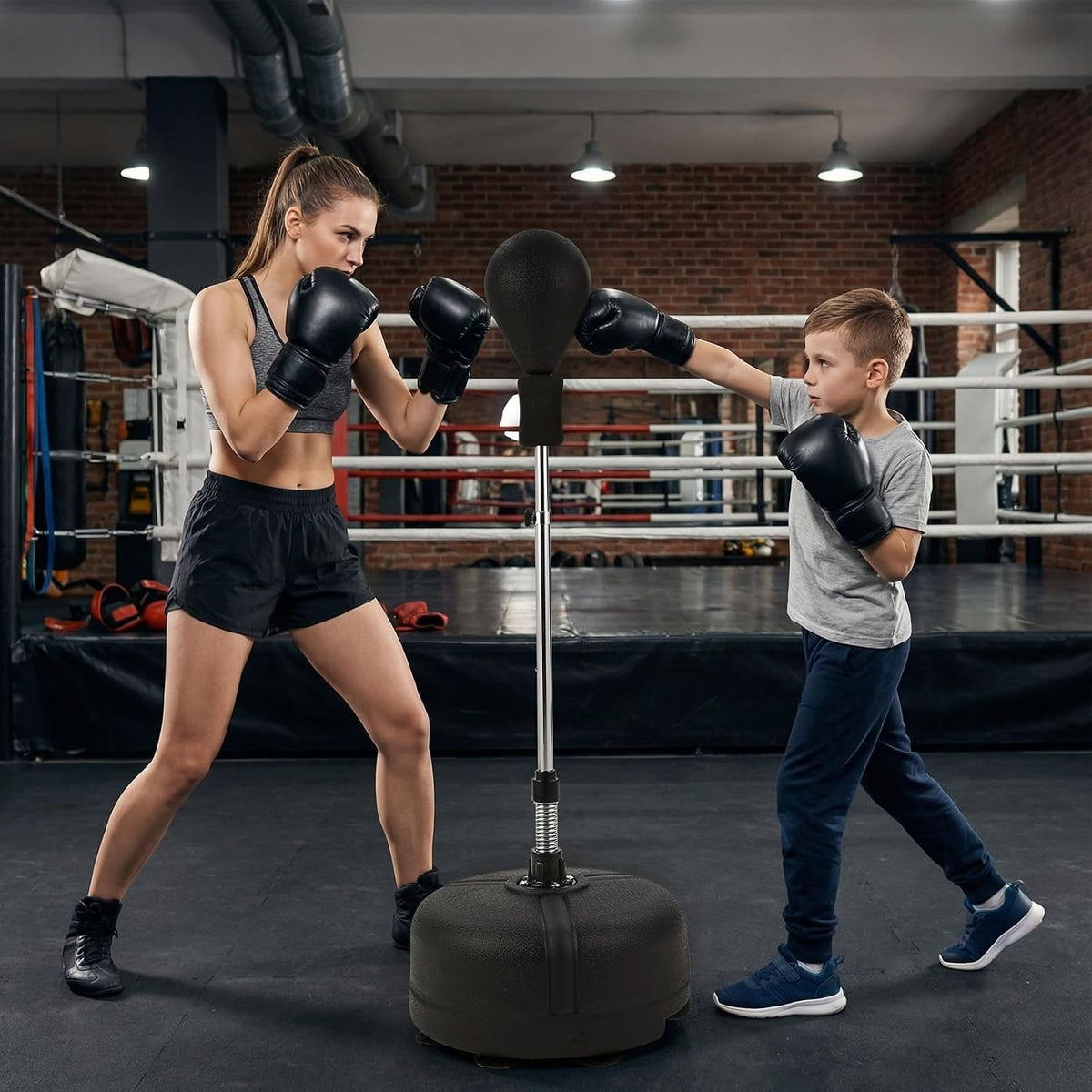Adjustable Freestanding Speed Ball Punching Bag with Stand for Boxing Fitness