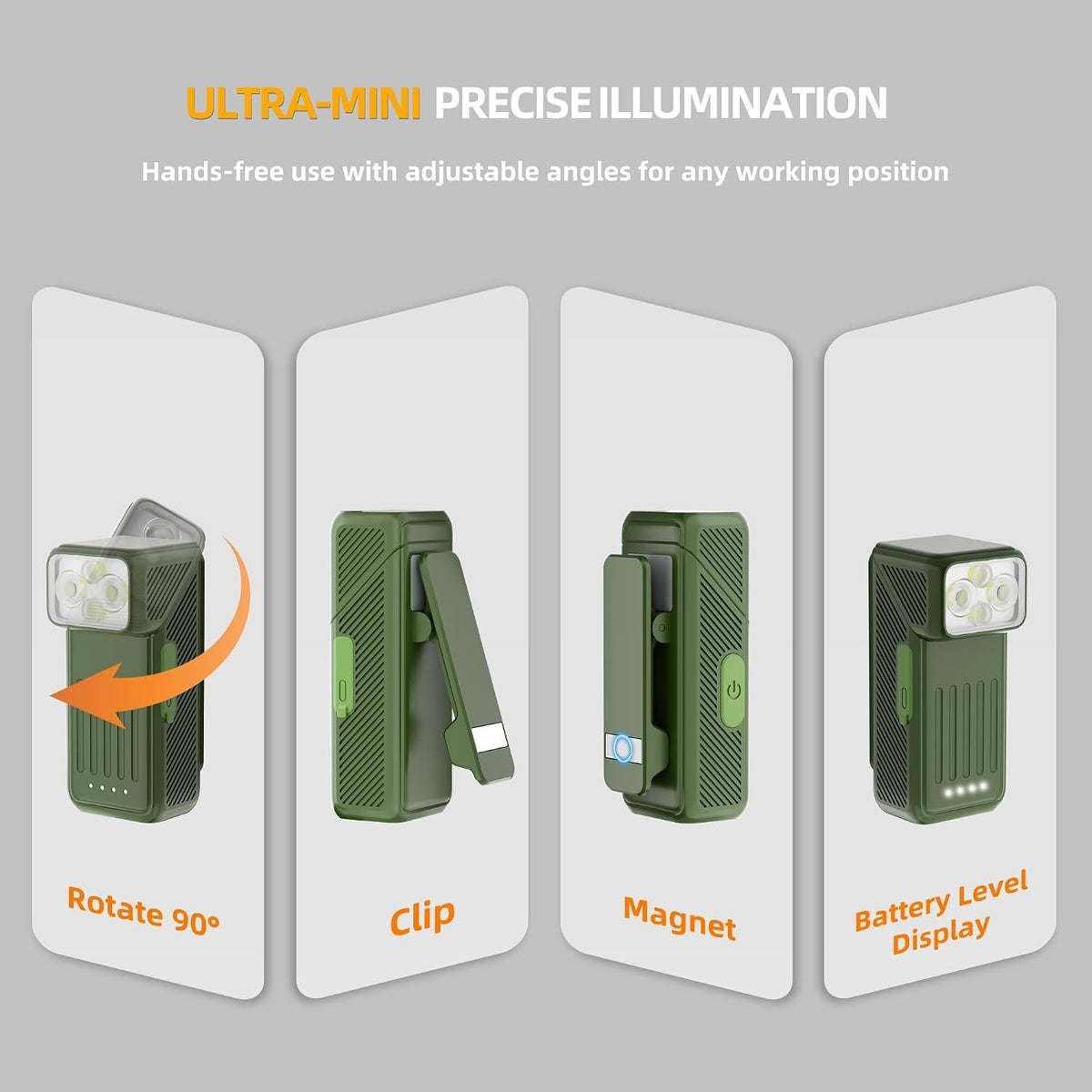 Rechargeable 200 Lumen Clip-On Flashlight with 90° Swivel & Magnetic Base