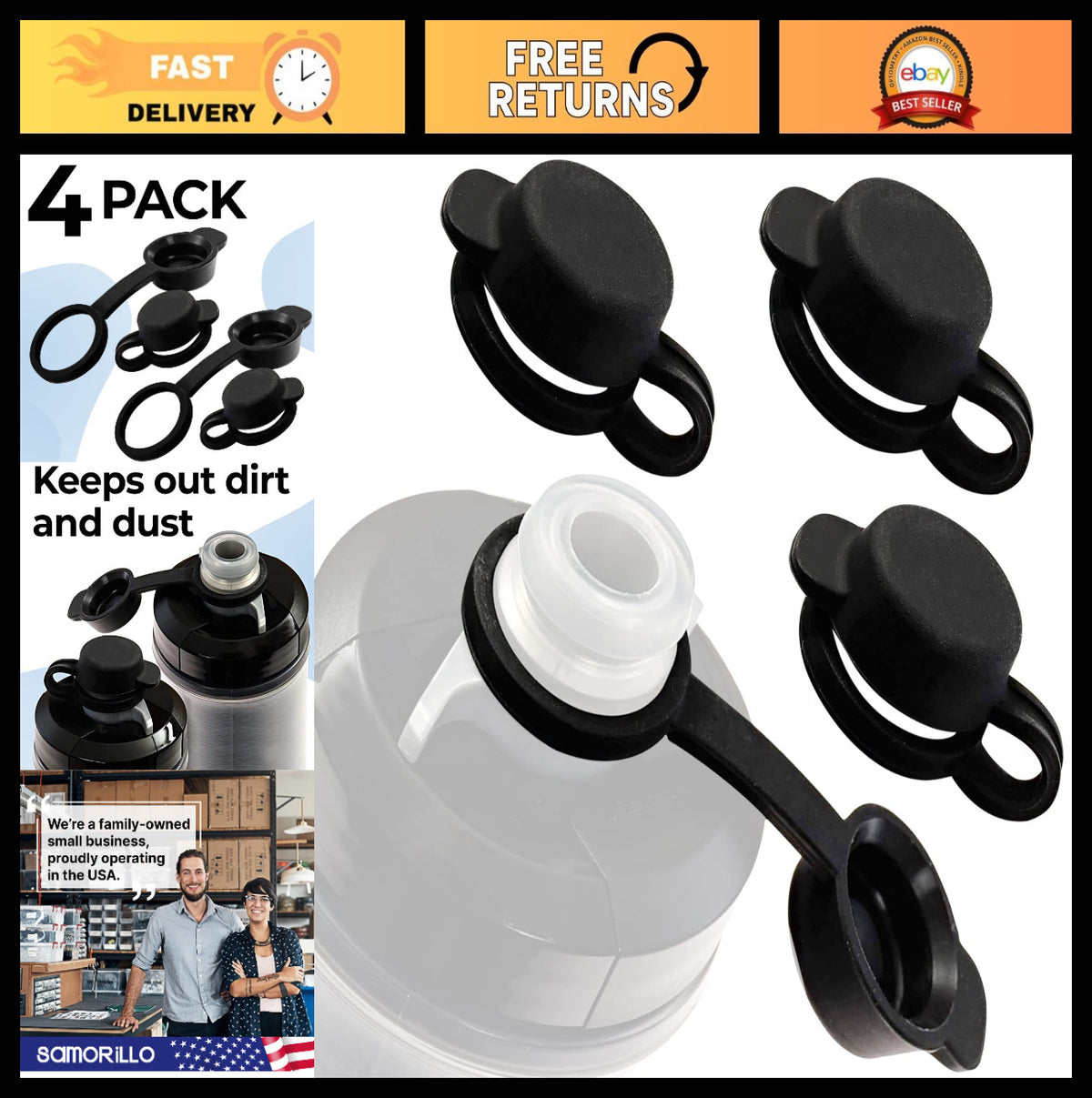 Silicone Mud Caps for CamelBak Water Bottles - BPA-Free Replacement Set