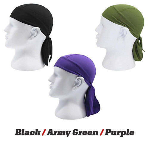 3 Pack Skull Cap Motorcycle Head Wrap Tie Durag Cycling Hat Quick-Drying