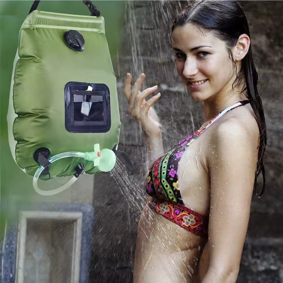 5-Gallon Solar Camping Shower Bag with Hose & Head - Portable Outdoor Shower