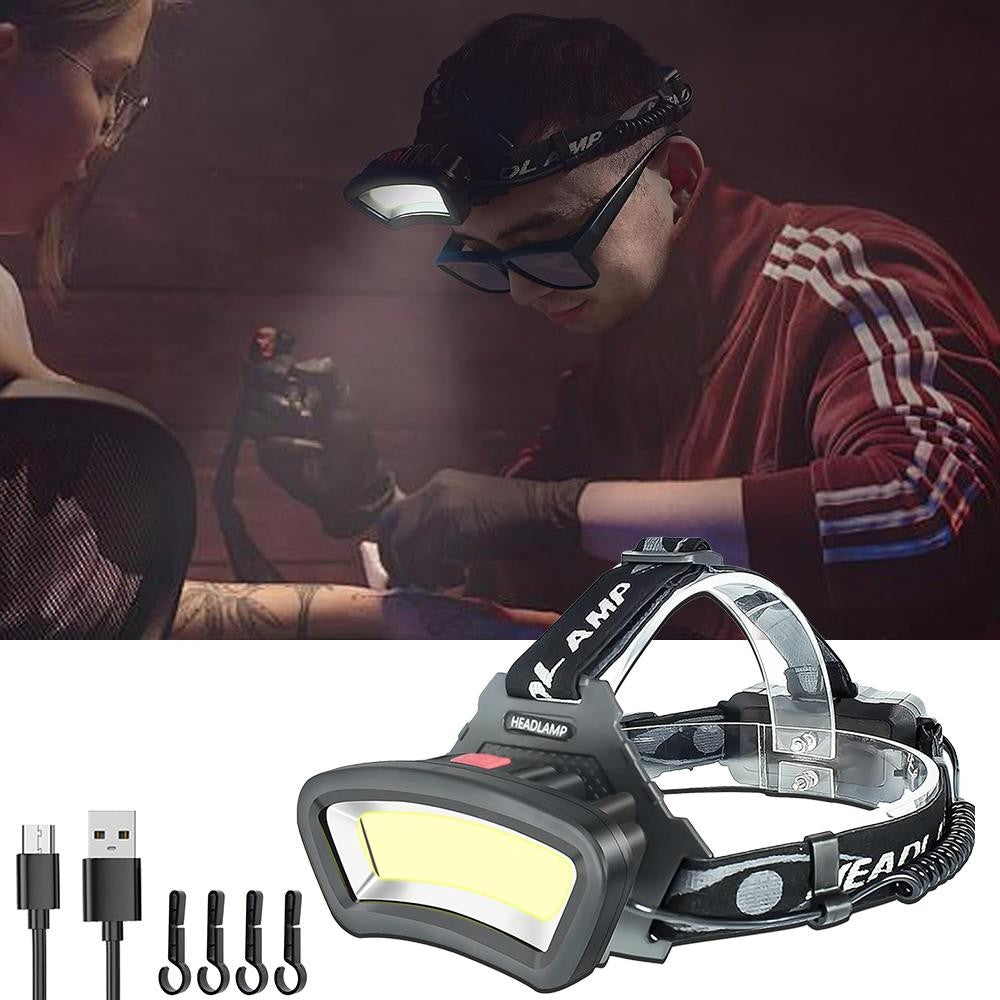 USB Rechargeable LED Headlamp with COB Light & Adjustable Headband