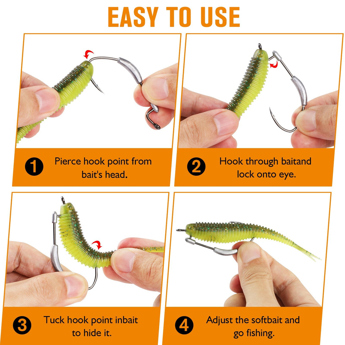 Weighted Swimbait Hooks Kit for Weedless Fishing - Multiple Sizes