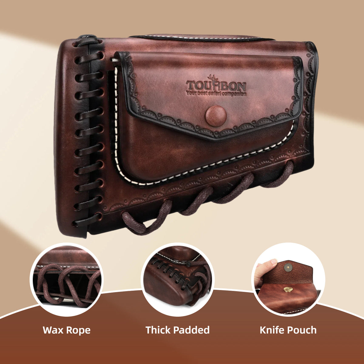 Leather Rifle Recoil Pad with Cheek Rest and Adjustable Stock Cover