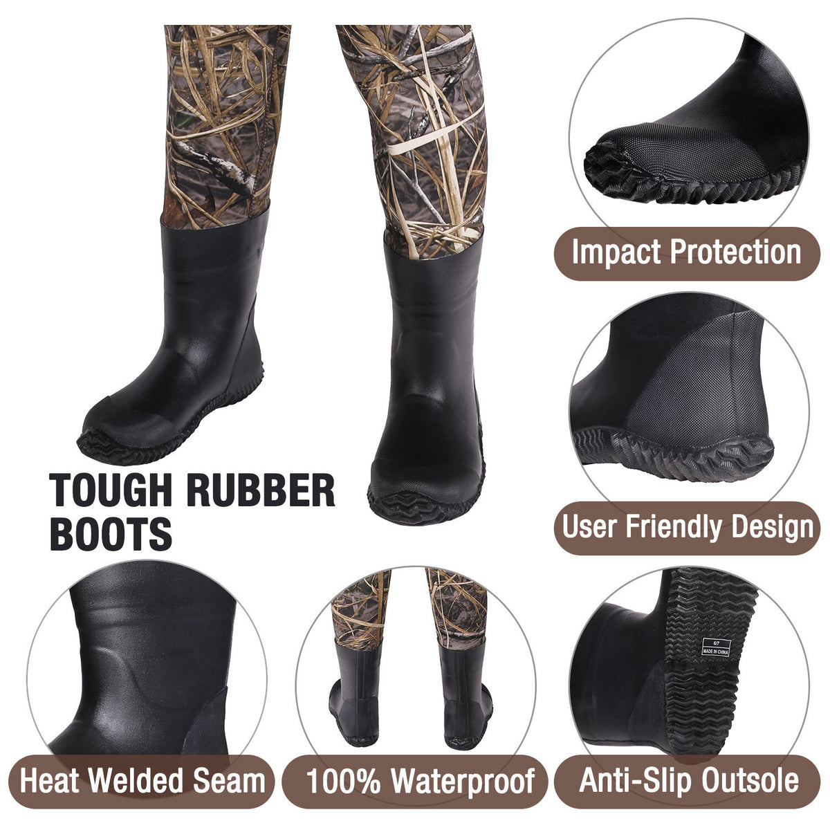 Kids Waterproof Neoprene Waders for Fishing and Muddy Outdoor Play