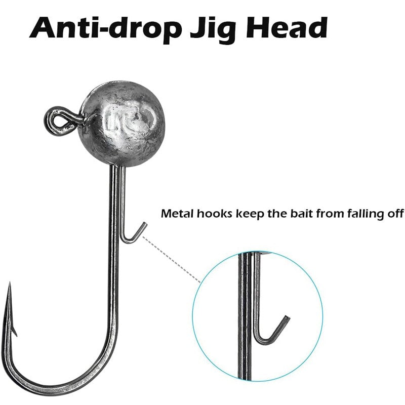 50 Pcs Round Jig Heads Fishing Hooks for Crappie Bass Trout Lures