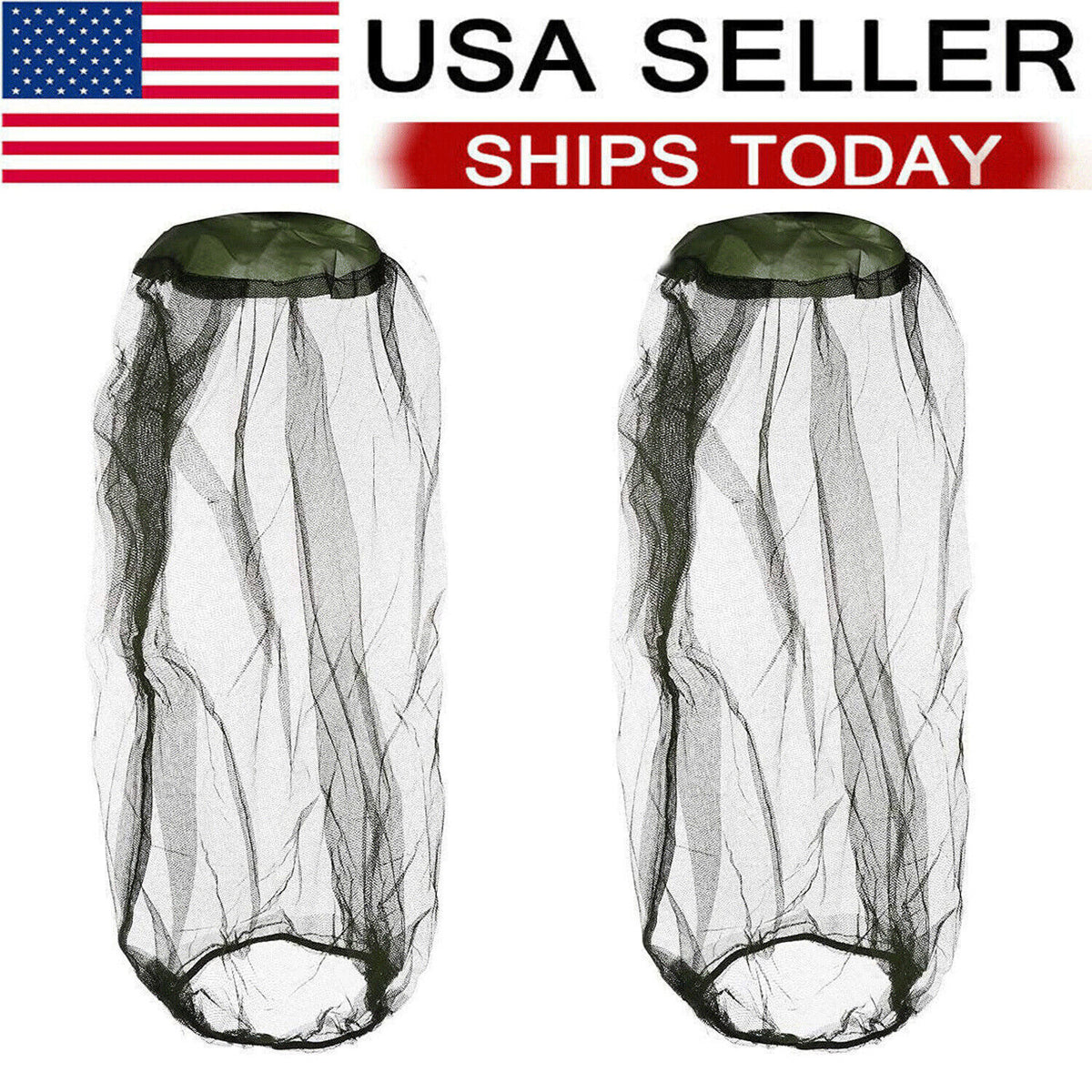 2 Pack Mosquito Bug Insect Head Net Hat for Camping Fishing Hiking Sun Protection