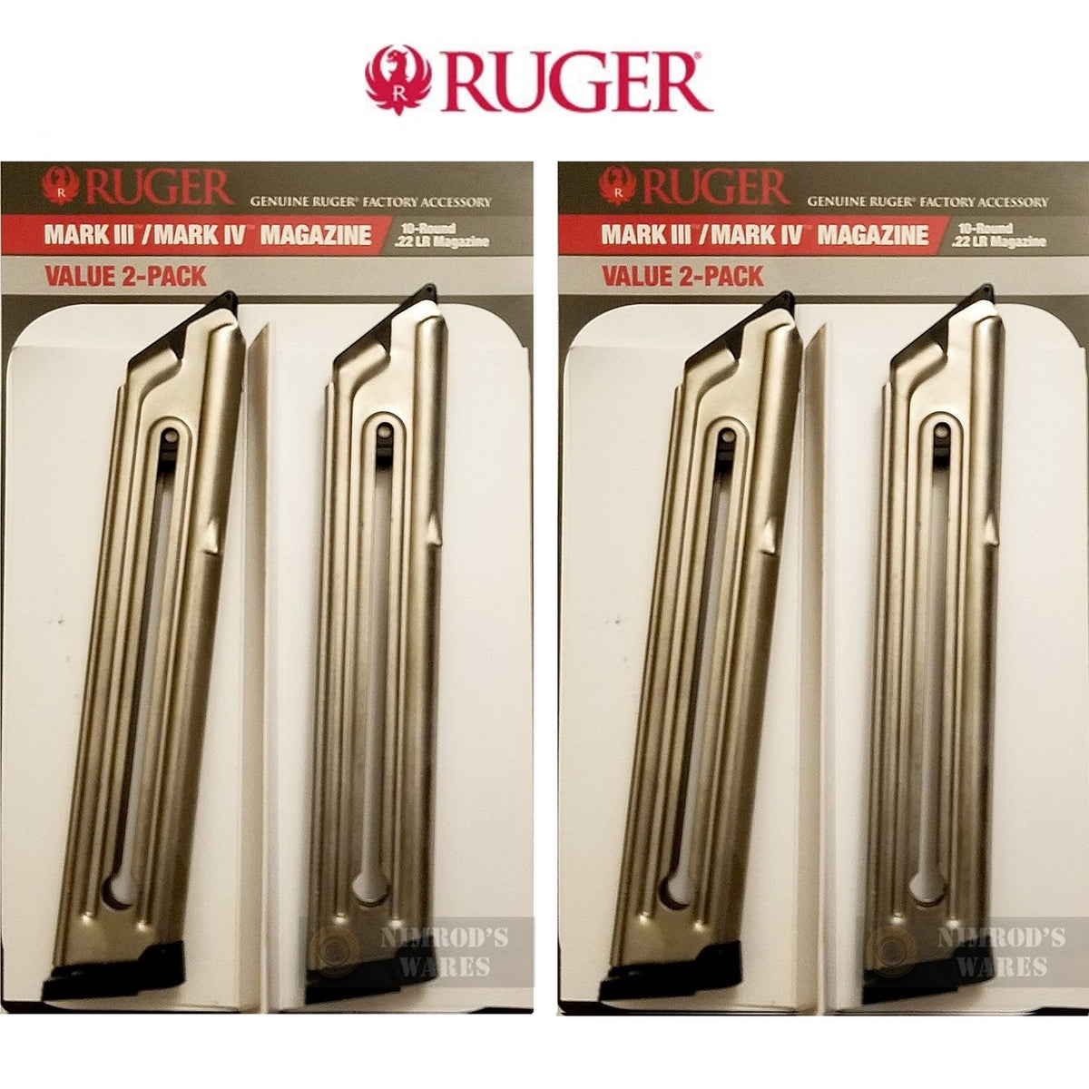 Ruger MK III & MK IV .22LR 10-Round Nickel Magazine - Fits Ruger Pistols