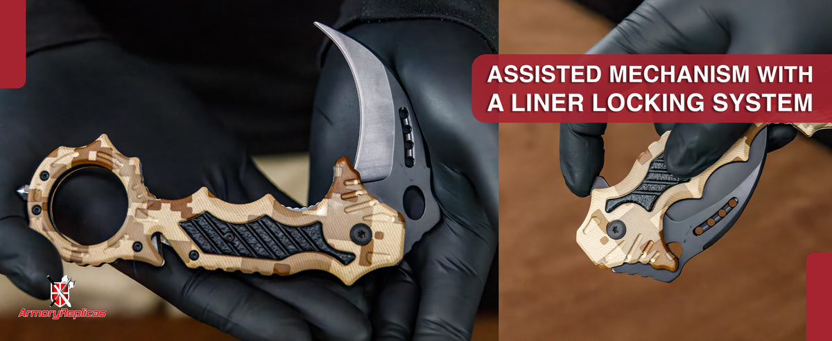 Spring Assisted Tactical Folding Knife with Emergency Blade and Glass Breaker