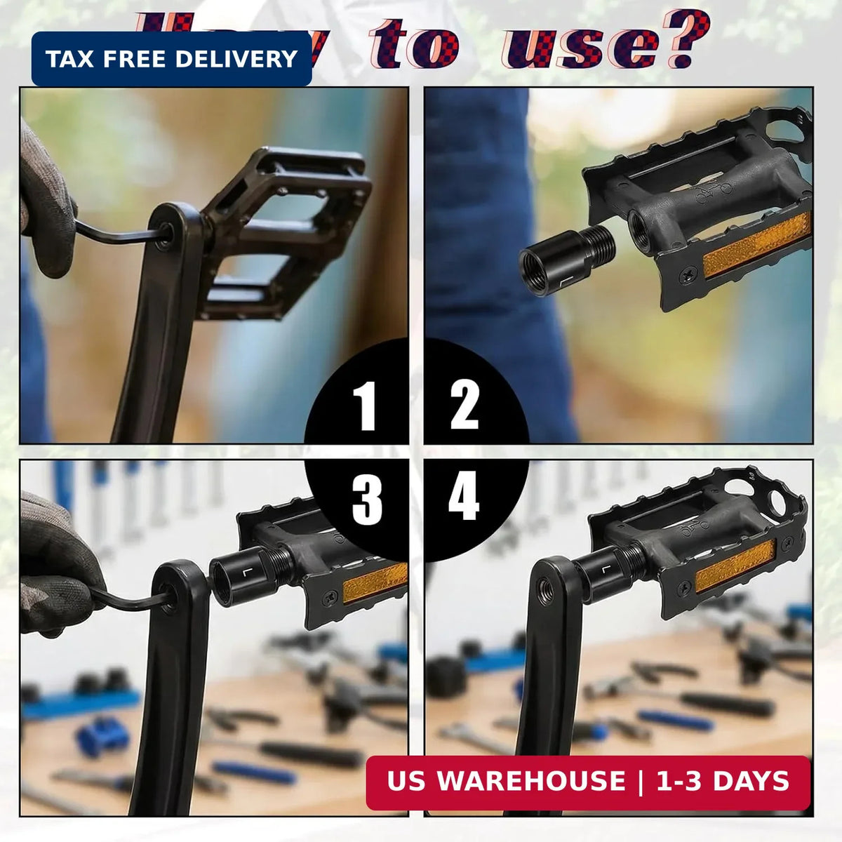Bike Pedal Extenders 20mm for 9/16 inch Pedals, Black Steel Bicycle Adapter