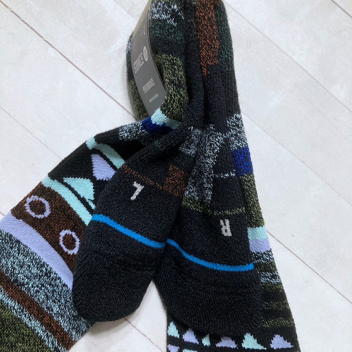 Ski & Snowboard Socks with Arch Support Merino Wool Blend - OTC Trail Geo Stripe
