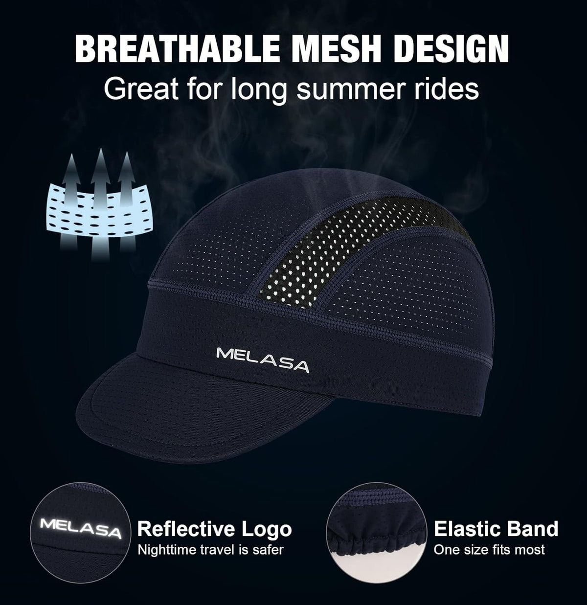 Cycling Cap with Sun Visor and Breathable Mesh - Reversible Sun Protection Helmet Liner