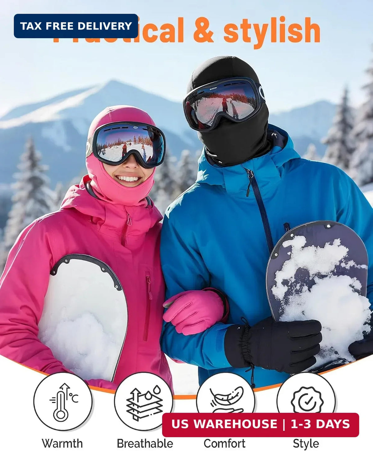 Unisex Thermal Ski Mask for Men & Women, Windproof Snow Face Cover