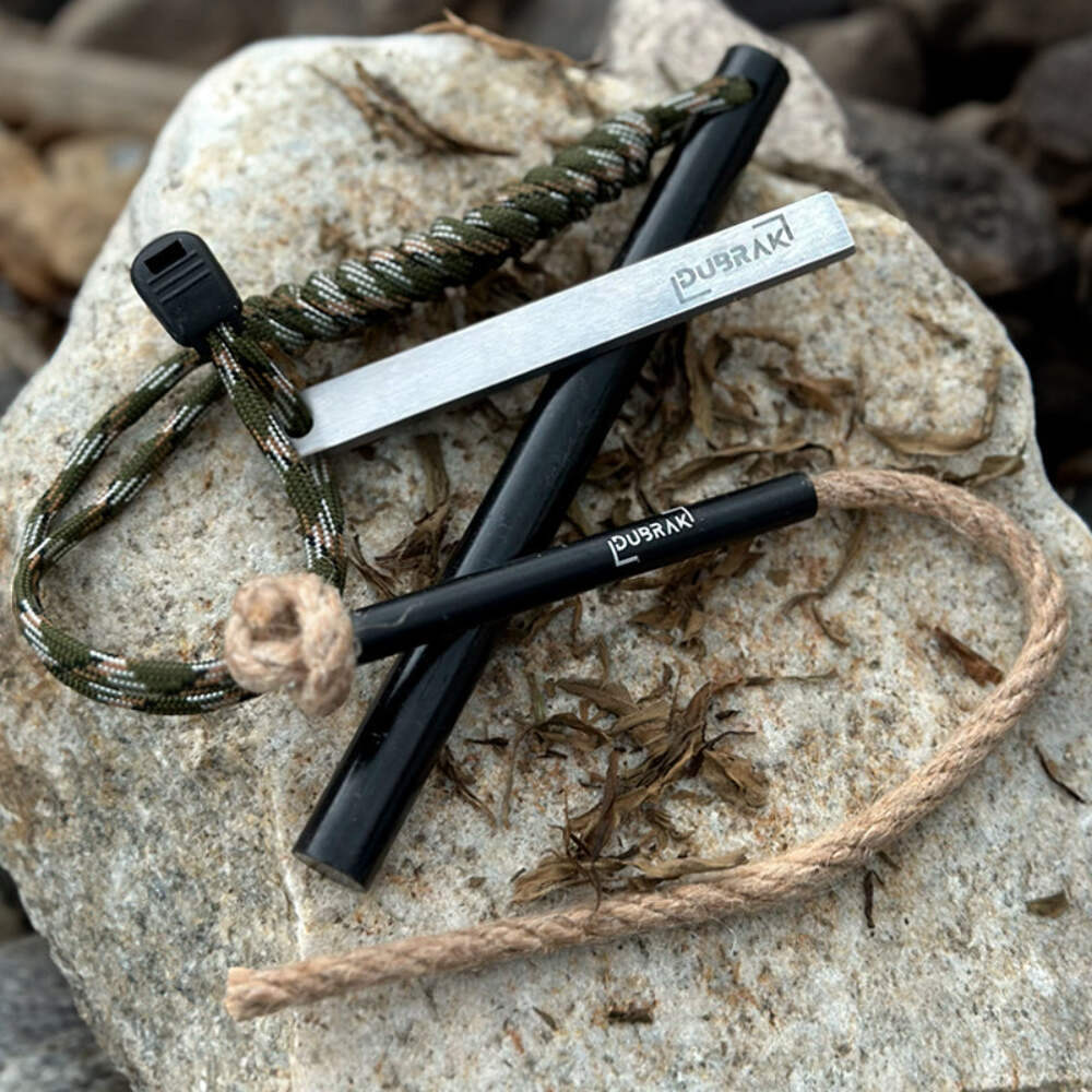Heavy-Duty Ferro Rod Fire Starter Kit with Tinder Rope for Camping