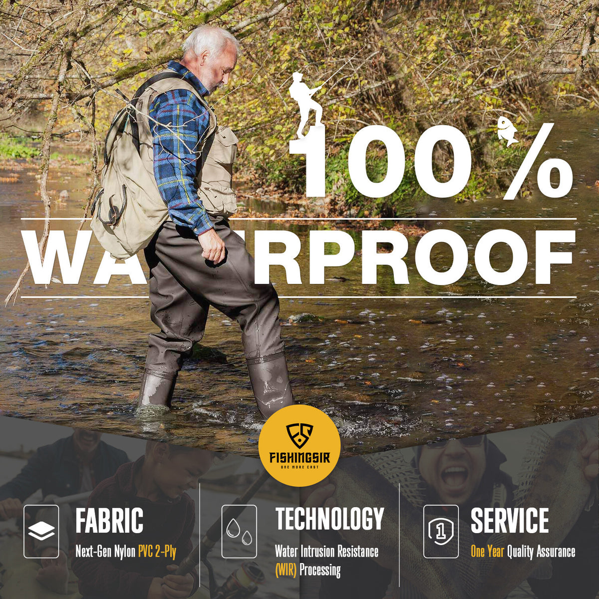Unisex Waterproof Fishing Chest Waders with Cleated Bootfoot for Hunting & Outdoor Use