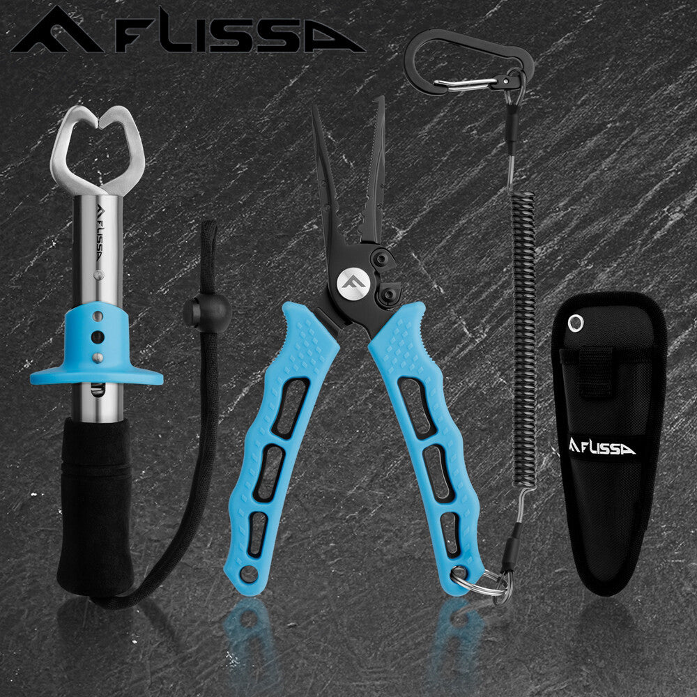 Fishing Pliers and Fish Lip Gripper Set - Stainless Steel Tackle Tools 2-Pack