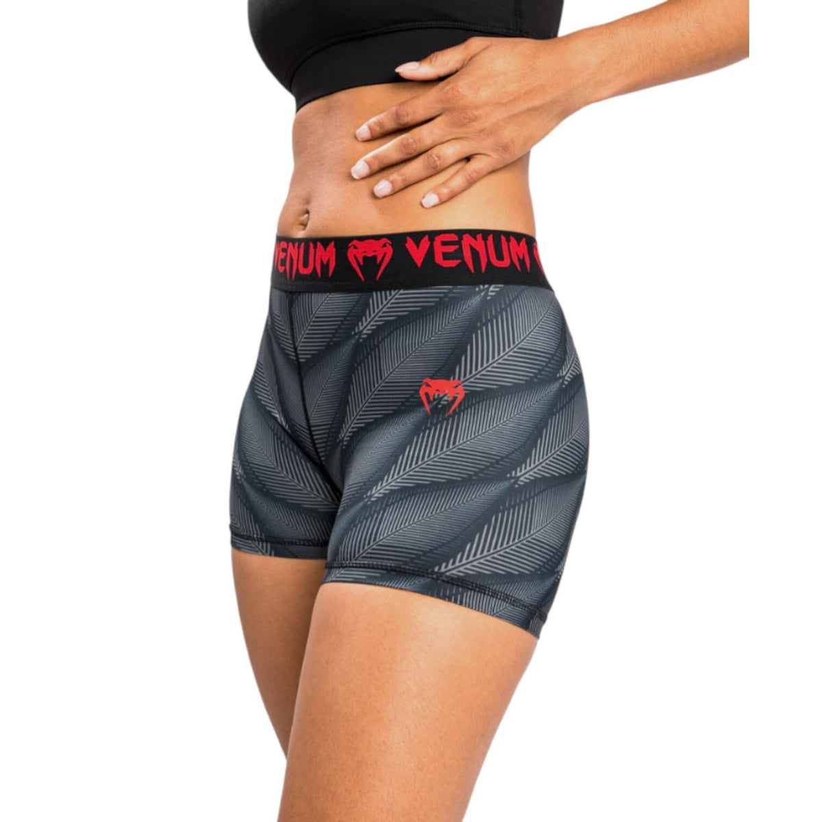 Women's Compression Shorts for Workout and Sports - Black and Red, XXL
