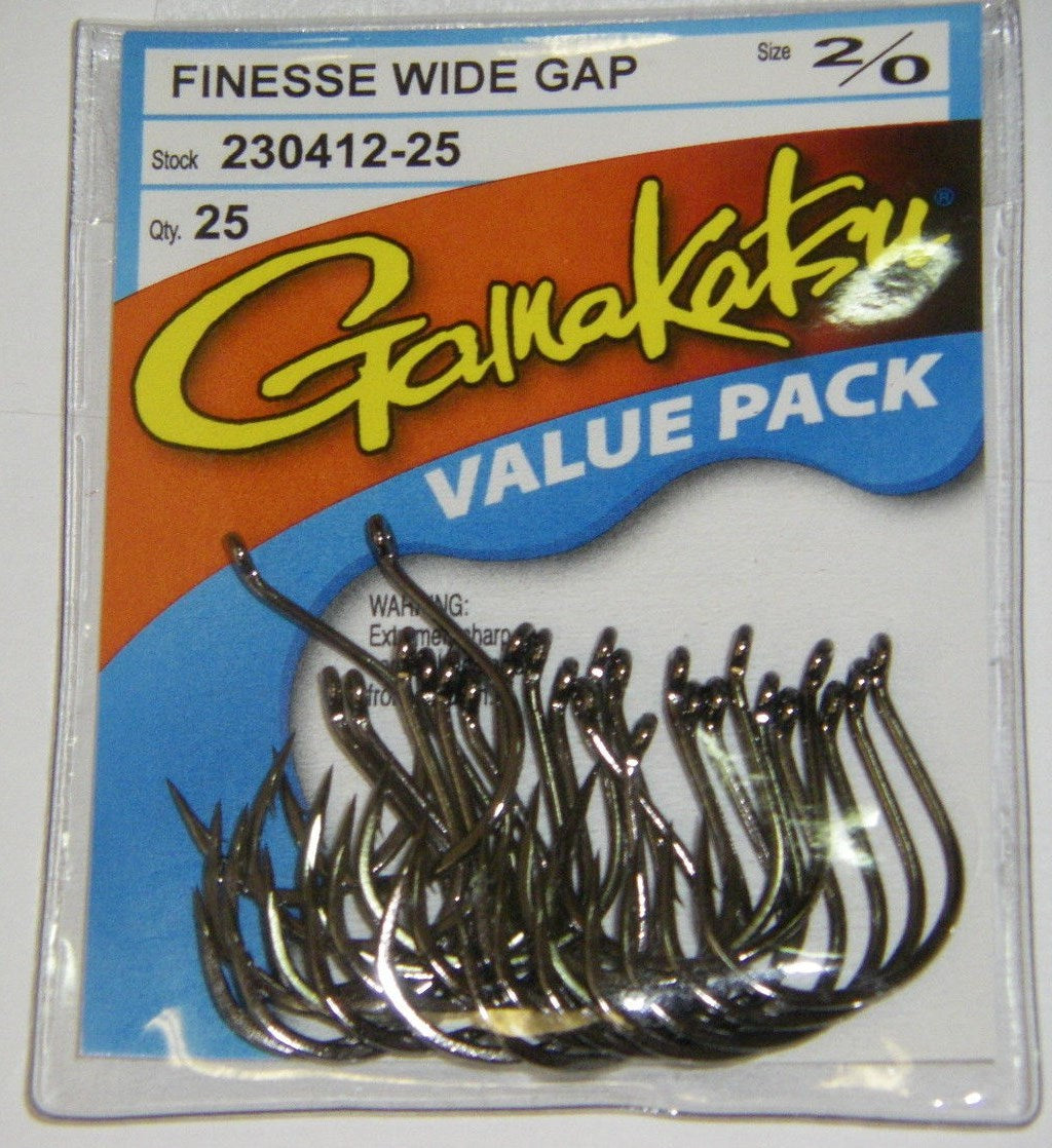 Fishing Hooks - Wide Gap Bass Hooks NSB Black Value Pack 25 Size 2/0