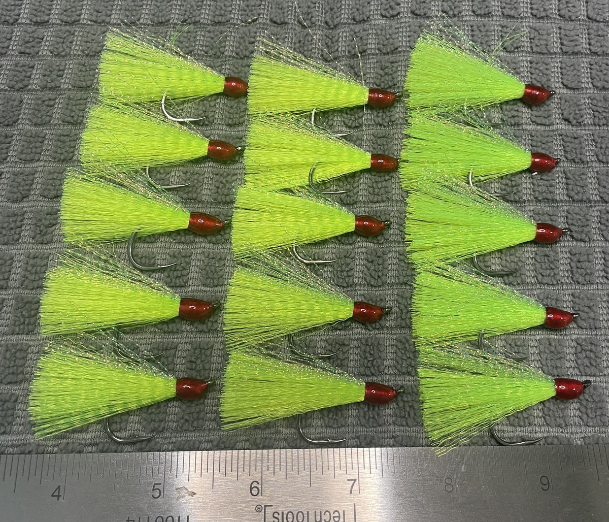 15 Chartreuse Pompano Jig Teasers Hook Size 2/0 for Saltwater Fishing
