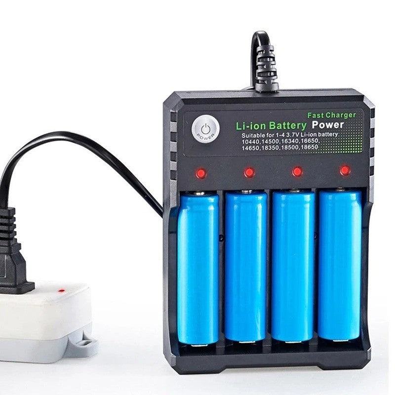 4 Slot Li-ion Battery Charger for 18650 Batteries USB Power Bank Station