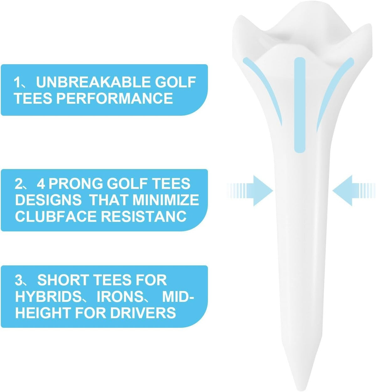 1.5 Inch Plastic Golf Tees Set - Short, Durable, 120 Pack for Driving Range & Course