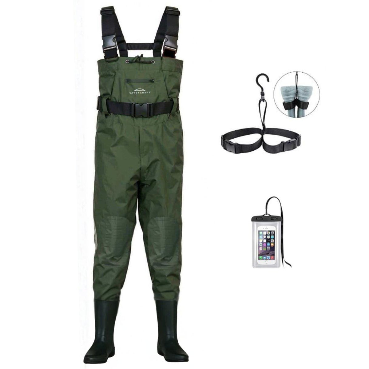 Heavy Duty Waterproof Chest Waders with Reinforced Knees & Boots for Fishing Hunting