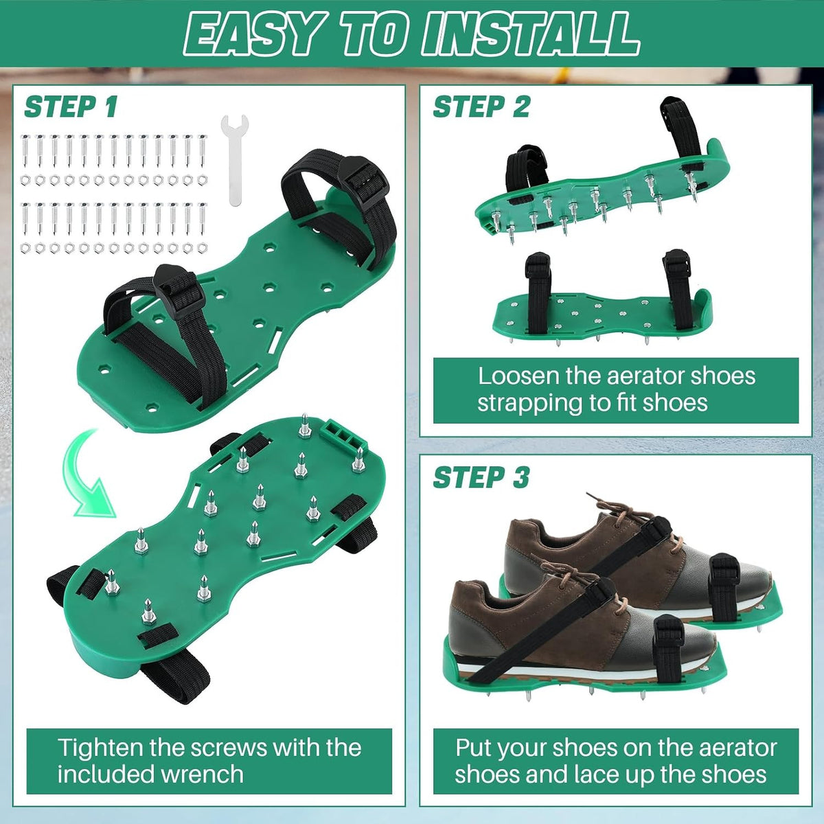 Epoxy Floor Spiked Shoes for Concrete & Resin Work - 1 Pair, Green