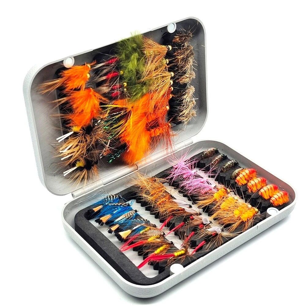 Fly Fishing Flies Kit Assortment 64pcs with Fly Box for Trout Bass