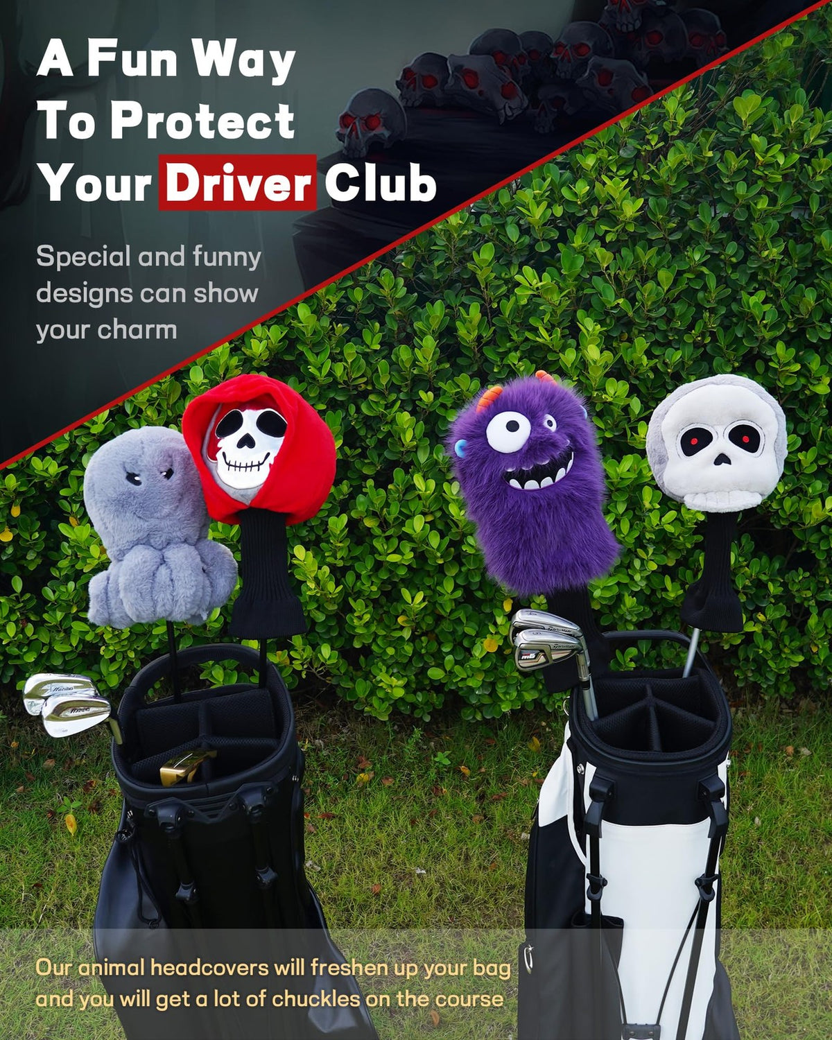 Funny Golf Driver Headcover Skull Style Fits 460cc Clubs - Protect & Personalize Your Golf Bag