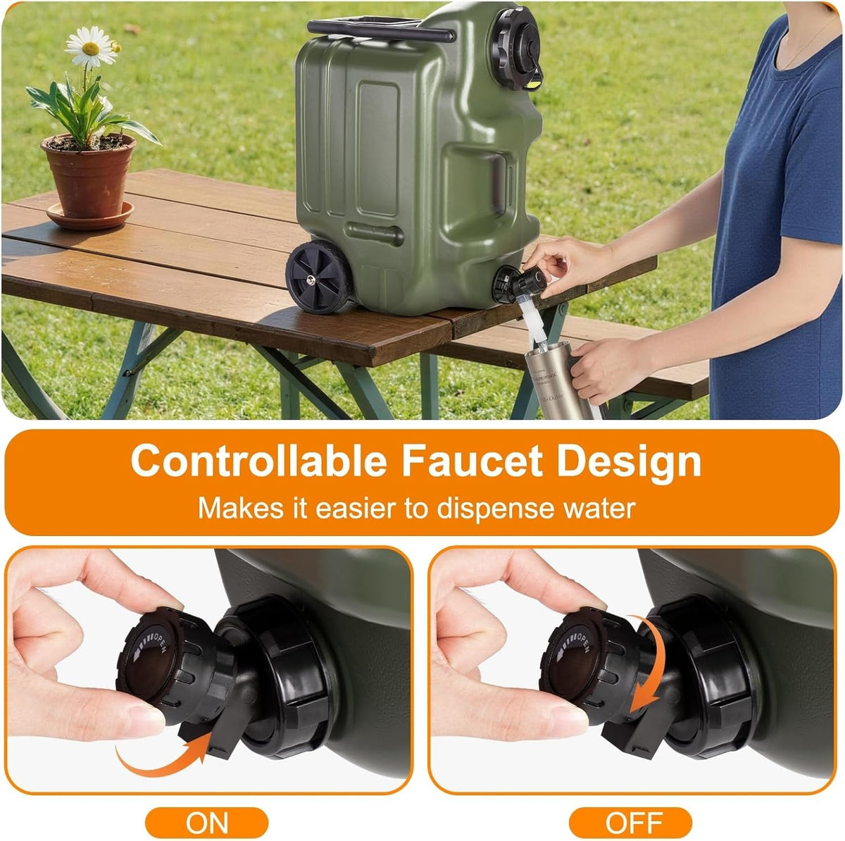 Portable Camping Shower Kit with 7.4 Gallon Water Jug & Rechargeable Pump