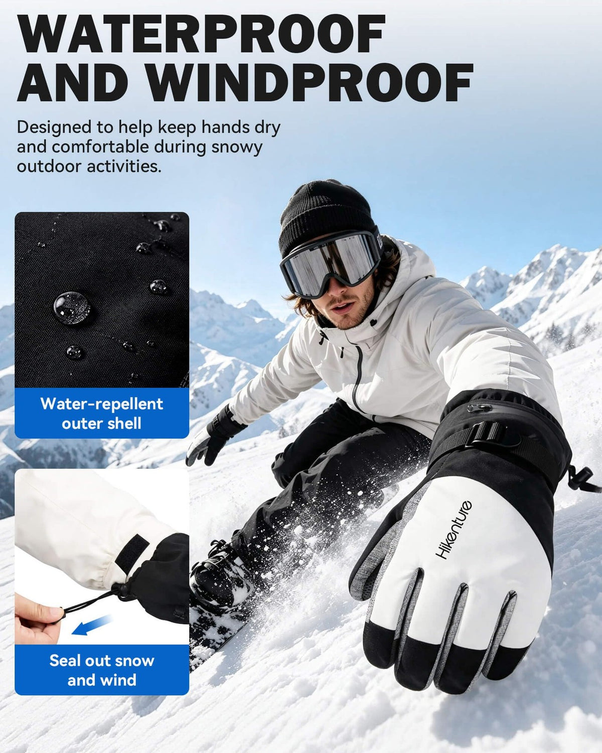 Men's Ski Gloves Waterproof Thinsulate Touchscreen Snow Gloves - Winter Outdoor Gear