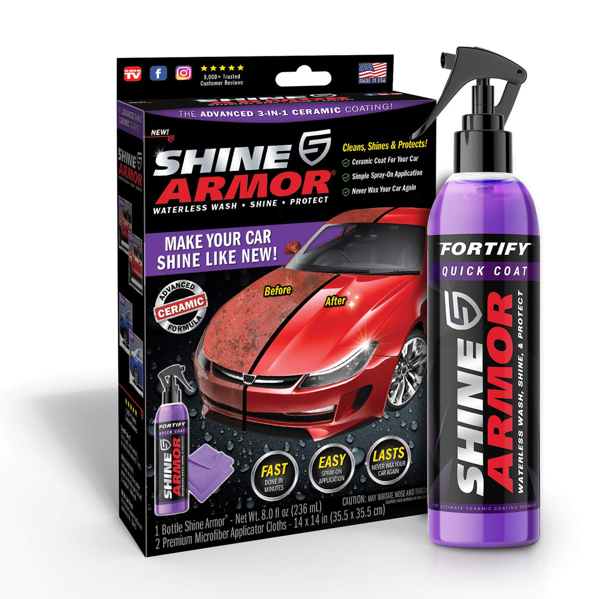 Car & Vehicle Surface Protection Wax - Nano Ceramic Coating, 3-in-1 Spray